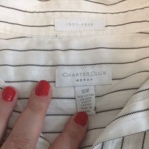 Charter Club Tops - Charter Club Woman Pinstriped Button-Down Charter Club Tops - Charter Club Woman Pinstriped Button-Down